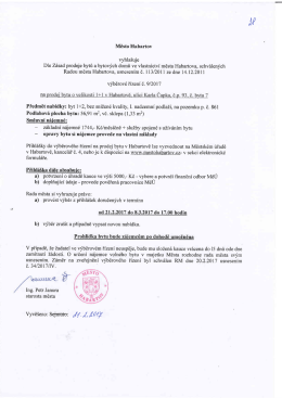 Výběrové řízení č. 9/2017 na prodej bytu