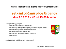 zákaz používání vody z vodovodu v Urbanově k pití