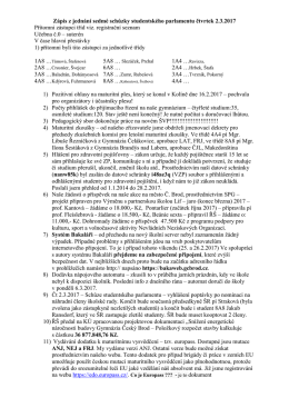 Zápis z jednání sedmé schůzky studentského parlamentu čtvrtek 2.3
