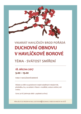 DUCHOVN&Iacute; OBNOVU V HAVL&Iacute;ČKOVĚ BOROV&Eacute;