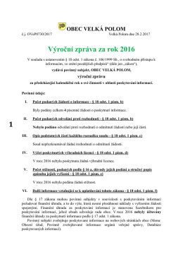 Výroční zpráva - rok 2016