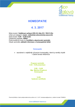HOMEOPATIE 4. 3. 2017