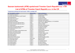 Seznam bankomatů (ATM) společnosti Travelex Czech Republic as
