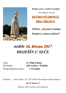 neděle 26. března 2017 26. března 2017 HOJEŠÍN U SEČE