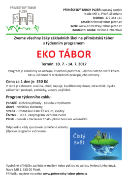 eko t&aacute;bor - Př&iacute;městsk&yacute; t&aacute;bor Plzeň