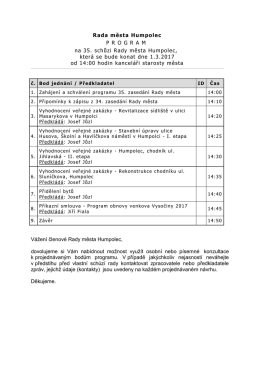 Program 35. schůze rady města, 01.03.2017