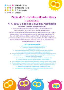 Zápis do 1. ročníku základní školy - Základní škola a Mateřská škola
