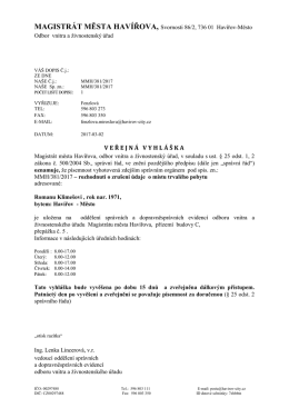 ÚD - rozhodnutí - Statutární město Havířov