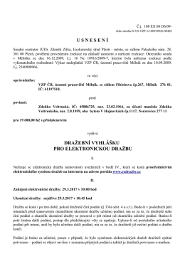 DRAŽEBN&Iacute; VYHL&Aacute;&Scaron;KU PRO ELEKTRONICKOU DRAŽBU