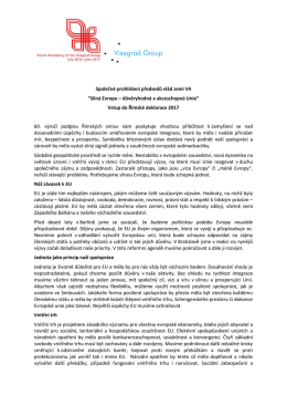 Společné prohlášení předsedů vlád zemí V4 “Silná Evropa