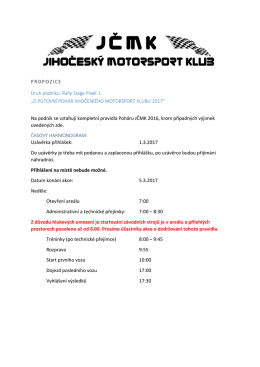 Propozice - Jihočeský Motorsport Klub