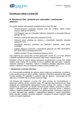 Pravidla pro nákup v e-shop ČD A. Všeobecná