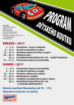 Aktuální program na březen - duben 2017