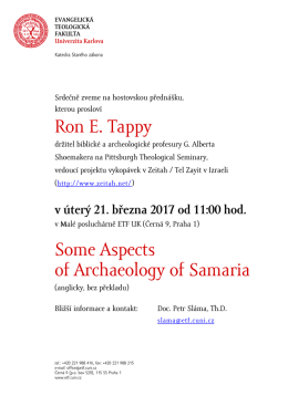 Ron E. Tappy Some Aspects of Archaeology of Samaria