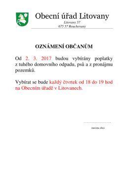 Oznámení o zahájení vybírání poplatků za svoz TKO_2017
