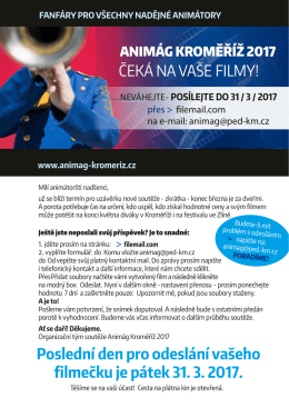 ČEKÁ NA VAŠE FILMY! Poslední den pro