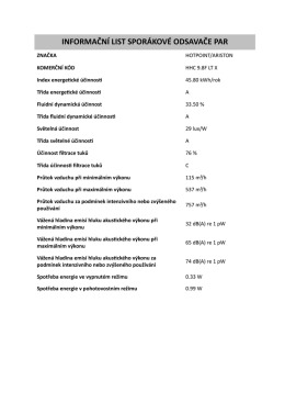 INFORMAČN&Iacute; LIST SPOR&Aacute;KOV&Eacute; ODSAVAČE PAR