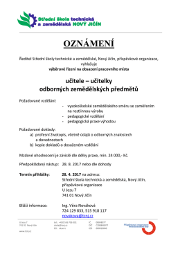 Inzer&aacute;t v pln&eacute;m zněn&iacute; - Středn&iacute; &scaron;kola technick&aacute; a zemědělsk&aacute; Nov&yacute;
