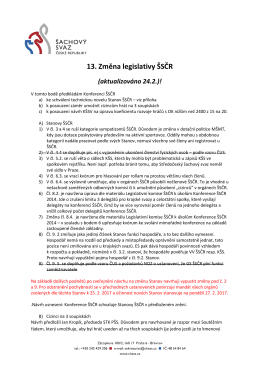 13. Změna legislativy ŠSČR (aktualizováno 24.2.)!