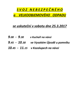 Svoz nebezpečn&eacute;ho a velkoobjemov&eacute;ho odpadu v březnu
