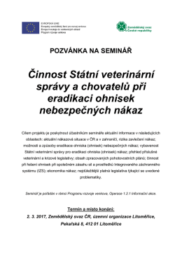 Činnost Státní veterinární správy a chovatelů při eradikaci