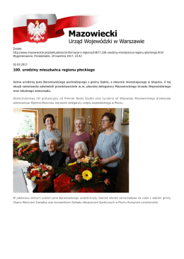 100. urodziny mieszkańca regionu płockiego