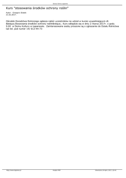 Kurs "stosowania środków ochrony roślin"