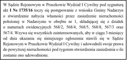 W Sądzie Rejonowym w Pruszkowie Wydział I Cywilny