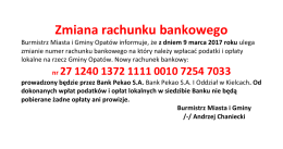 Zmiana rachunku bankowego - Urząd Miasta i Gminy w Opatowie