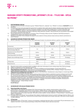 Warunki Oferty Promocyjnej „Internet lte 4g – tylko SIM - T