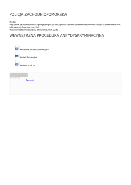 POLICJA ZACHODNIOPOMORSKA WEWNĘTRZNA PROCEDURA
