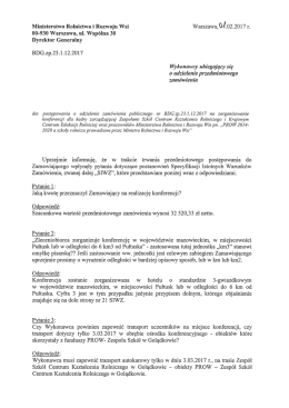 Ministerstwo Rolnictwa i Rozwoju Wsi Warszawa, 01.02.2017 r. OO