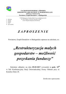 ZODR - zaproszenie na Szkolenie