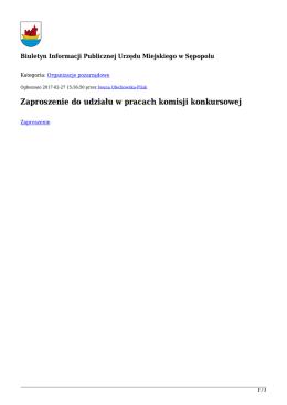 Zaproszenie do udziału w pracach komisji konkursowej