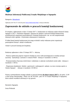 Zaproszenie do udziału w pracach komisji konkursowej