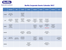 Berlitz Corporate Events Calendar 2017