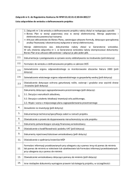 Lista załączników do wniosku o dofinansowanie projektu ()