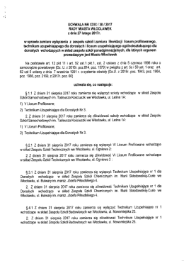 Uchwała nr XXIX/30/2017 Rady Miasta Włocławek z dnia 27 lutego