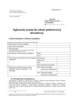 Wzór zgłoszenia - Szkoła Podstawowa Nr 11 w Oświęcimiu