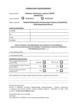 Formularz zgłoszeniowy - Państwowy Fundusz Rehabilitacji Os&oacute;b
