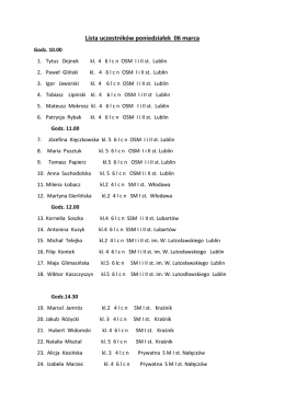 Lista uczestników poniedziałek 06 marca