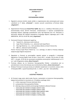 REGULAMIN PROMOCJI „Hochland na 5” § 1 POSTANOWIENIA