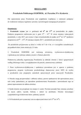 Regulamin - Przedszkole OGRÓDEK na Pszczelnej