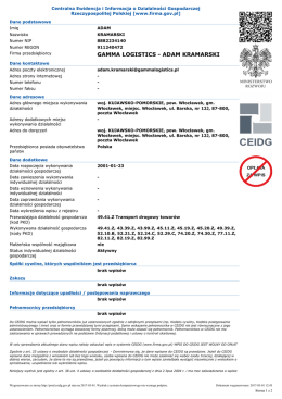 CEiDG - Gamma Logistics