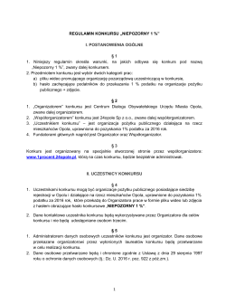 1 REGULAMIN KONKURSU &bdquo;NIEPOZORNY 1 %&rdquo;