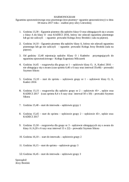 HARMONOGRAM Egzaminu sprawnościowego oraz pisemnego