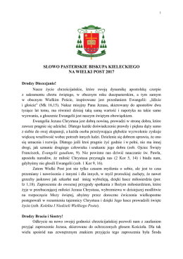 słowo pasterskie biskupa kieleckiego na wielki