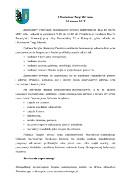 I Powiatowe Targi Zdrowia - Starostwo Powiatowe w Kętrzynie