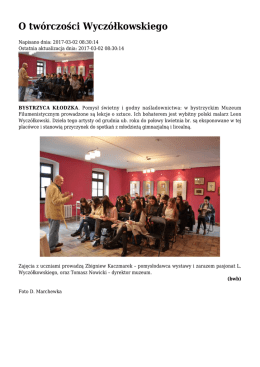 O tw&oacute;rczości Wycz&oacute;łkowskiego