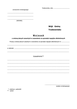 Wniosek o zmian danych w wydanym zezwoleniu
